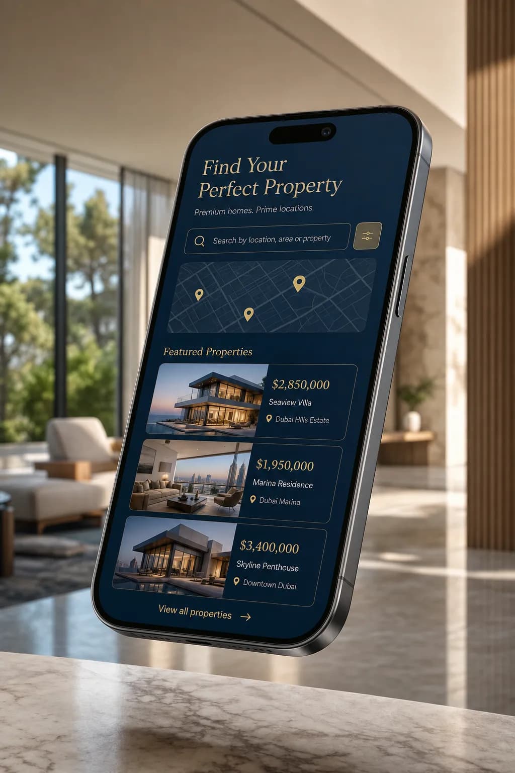 Estate β Real Estate Telegram Mini App storefront design